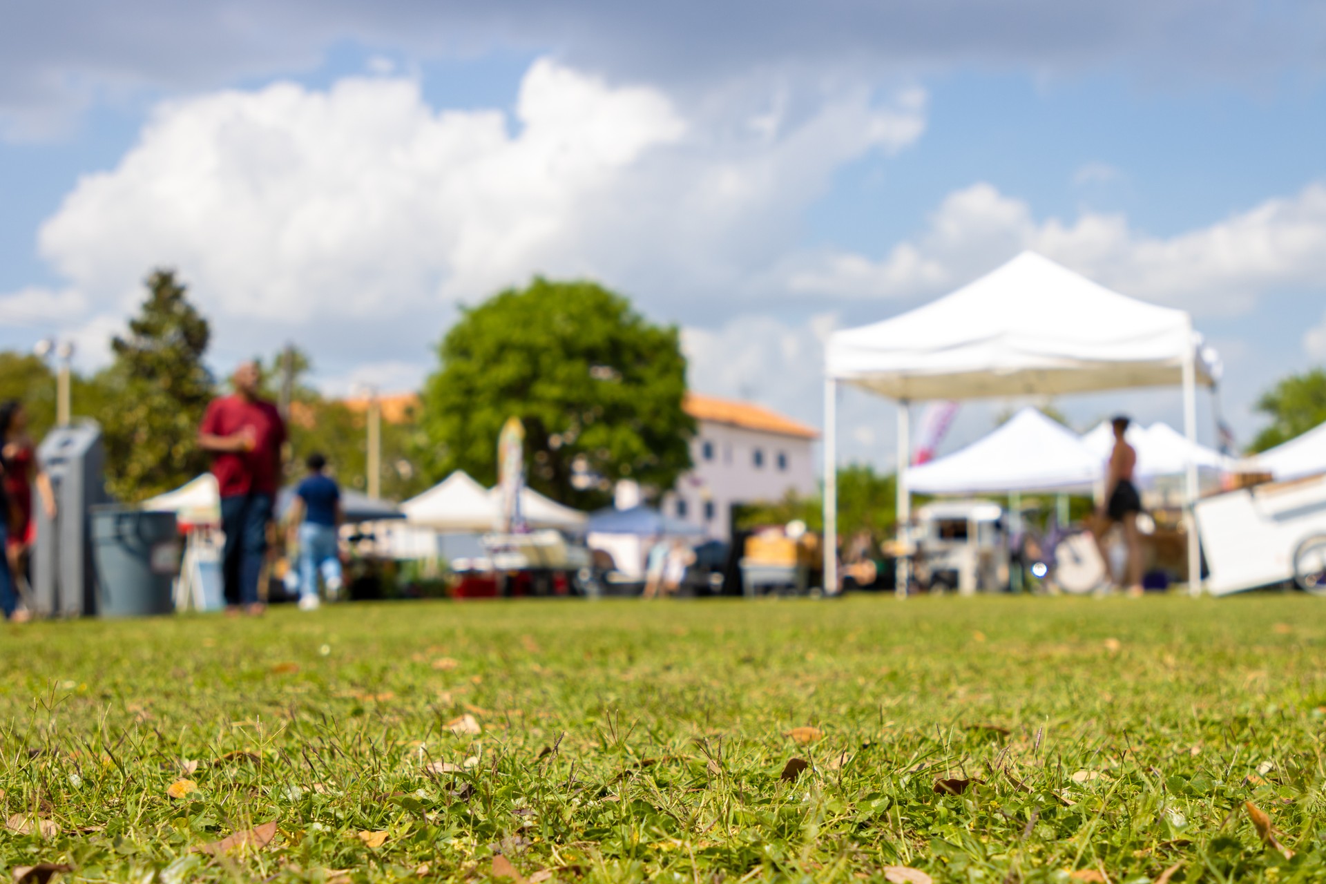 Festival tents defocused